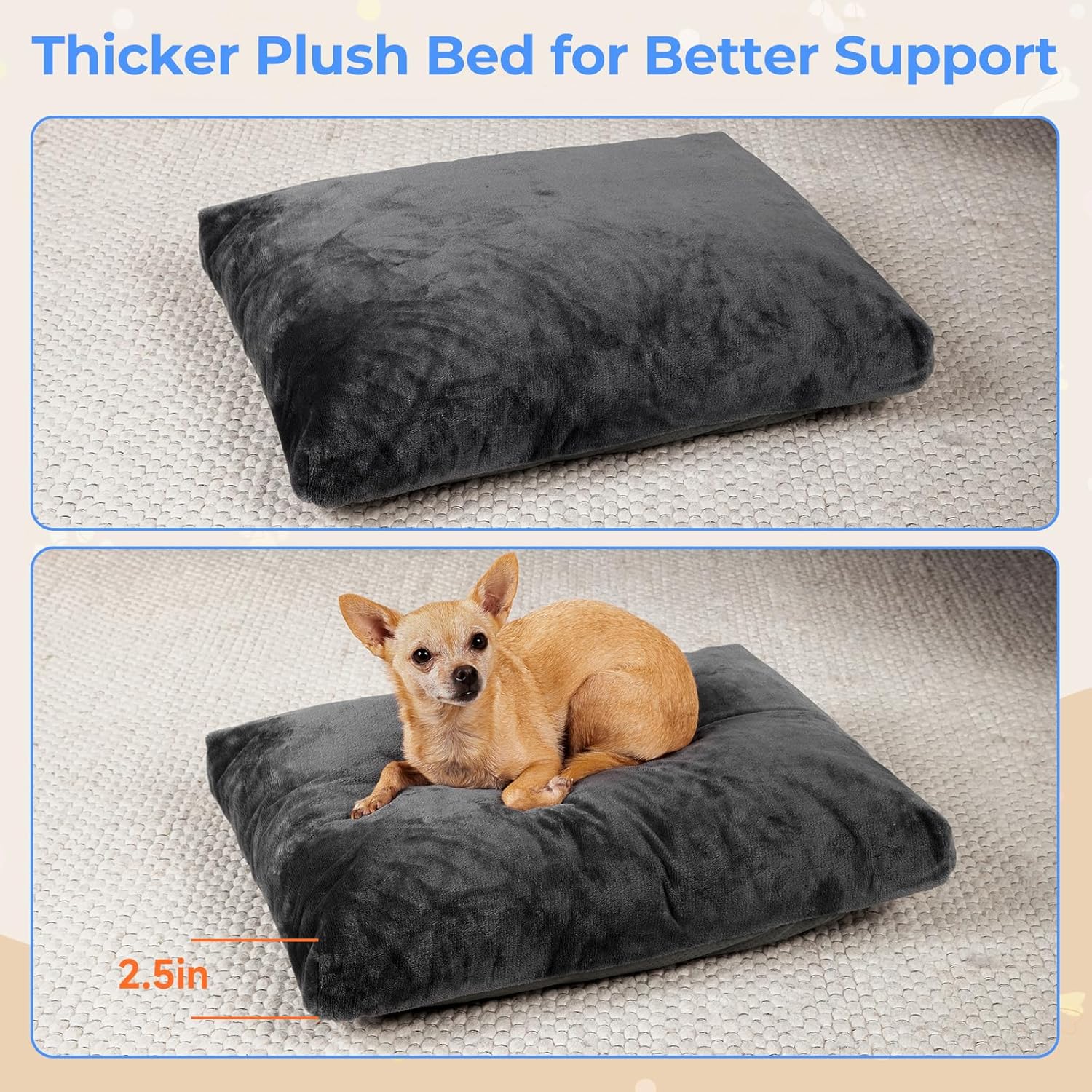 OhGeni | Plush Pet Bed | 23inch | Grey - aborderproducts