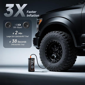 OlarHike Powerful Tire Inflator Portable Air Compressor, Ultra-Fast Inflation & Long-Lasting Battery, Cordless Air Pump for Pickup, SUV & Car Tires, Electric Pump with Digital Pressure Gauge/LED Light - aborderproducts