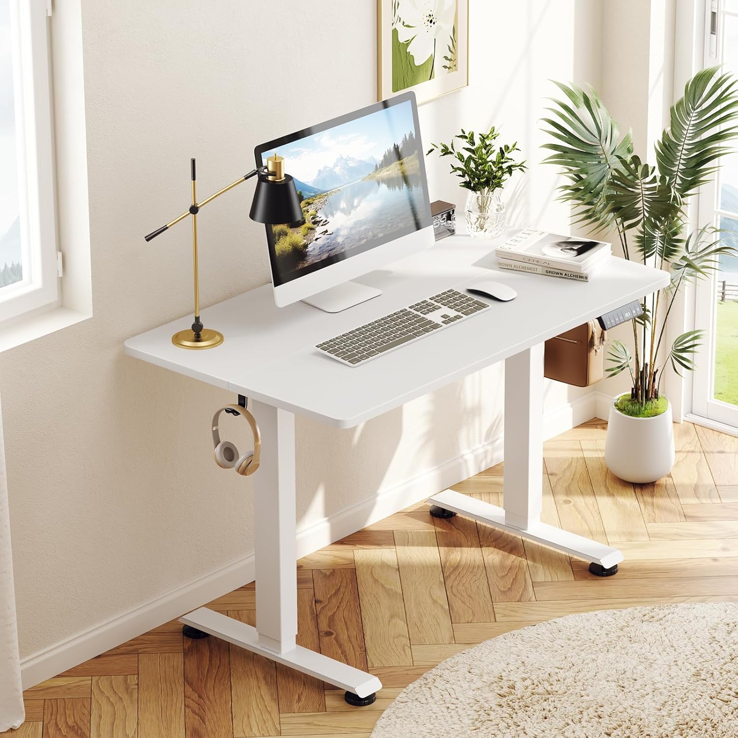 Veken | A2 Electric Standing Desk | 47.2 Inch | White - aborderproducts