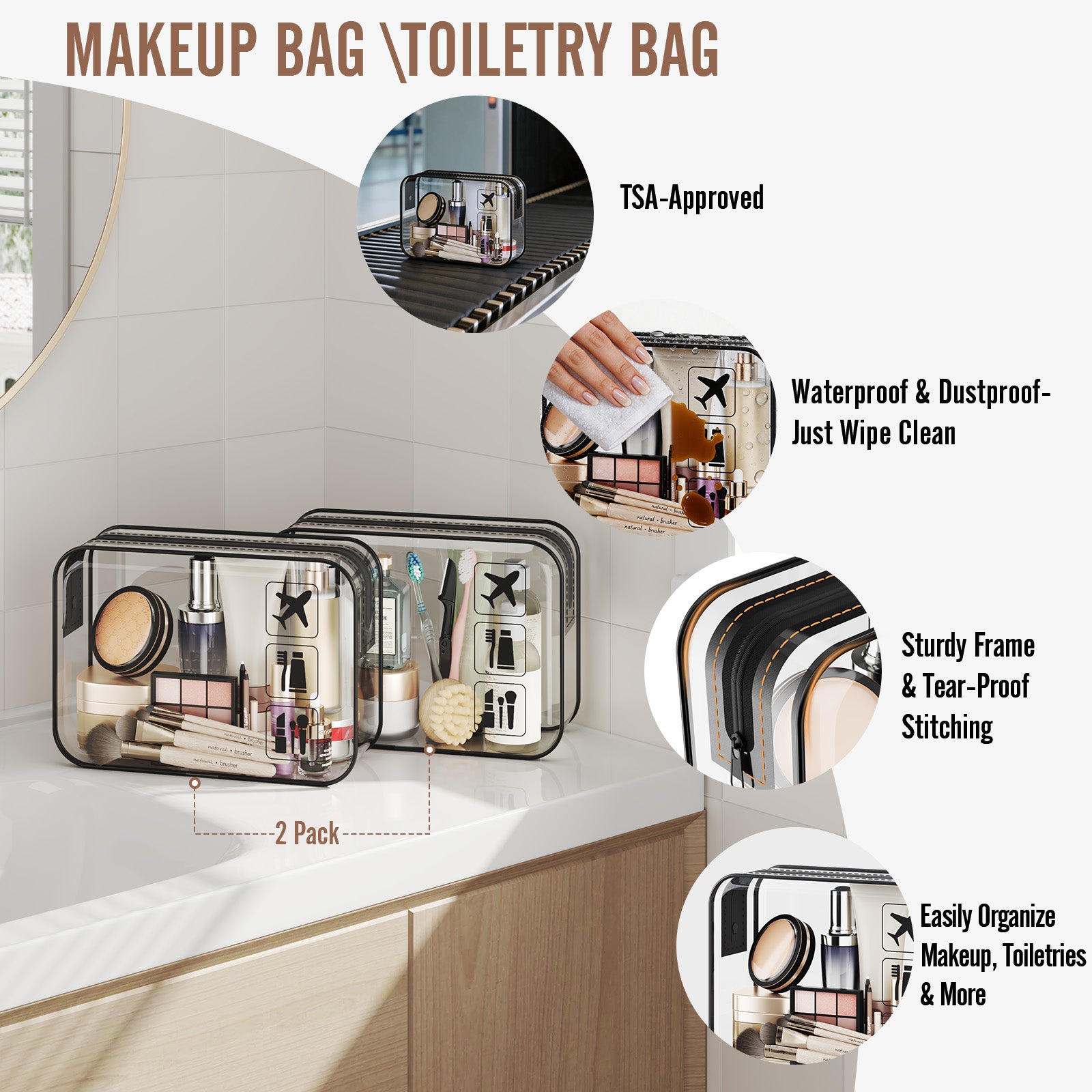 Veken 10 Set/8 Set Packing Cubes for Travel Essentials,Anti-Wrinkle Buckled Suitcase Organizer for Shoe & Toiletry Bag,Carry On Luggage Bag for Airplane & College Dorm Room Accessories,Women Men Gifts-37