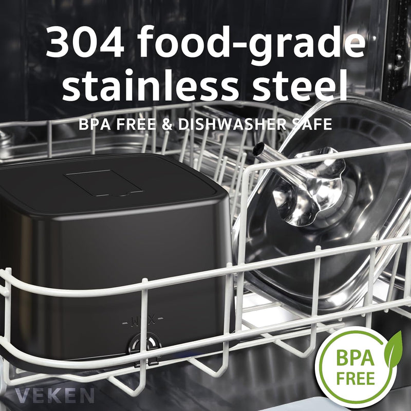 Veken | Innovation Award Winner Stainless Steel Cat Water Fountain | 95oz/2.8L | Space Black-zoom-