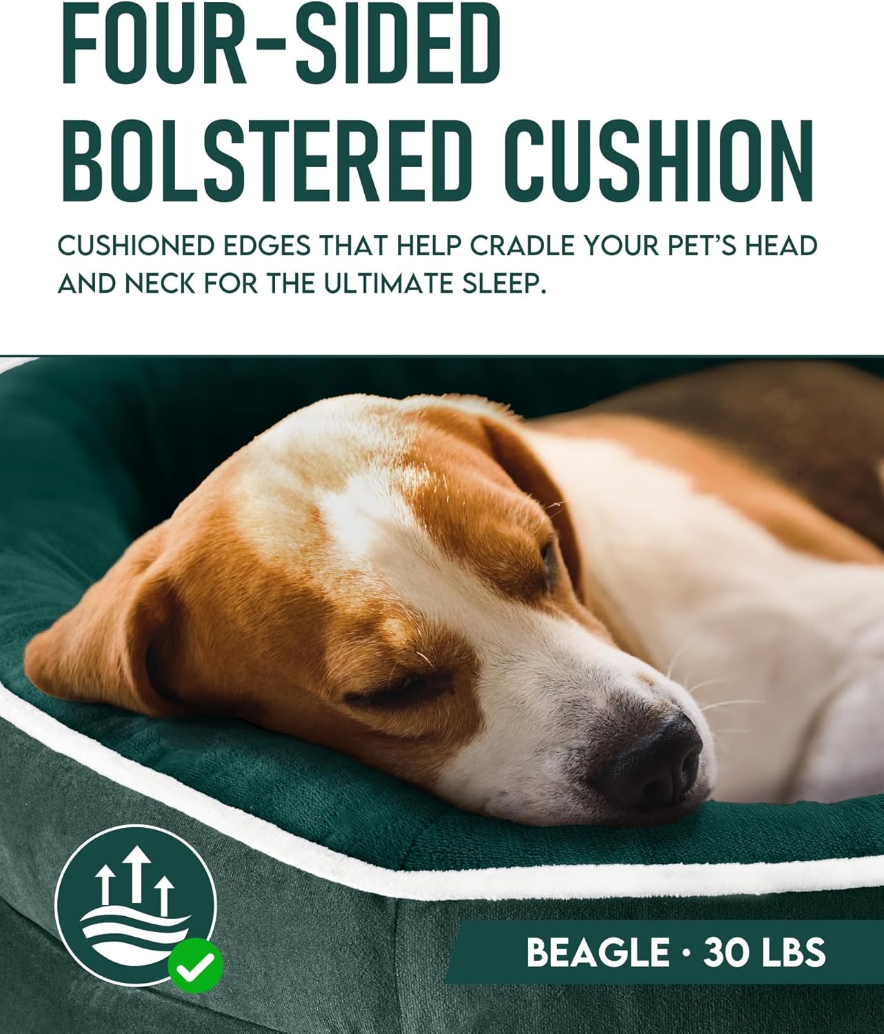 OhGeni | Orthopedic Dog Bed | Large (35 x 28 x 6 Inch) | Dark Green - aborderproducts