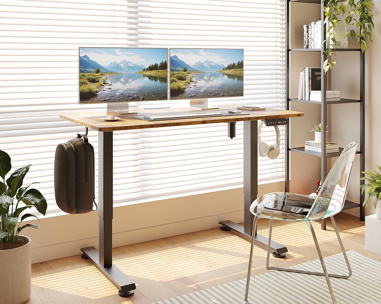 Veken | A2 Electric Standing Desk |  55 Inch | Brown - aborderproducts