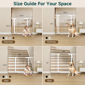 Cumbor Baby Gate | Dog Gate | 29.7-40.6" x 30.5"H | White - aborderproducts