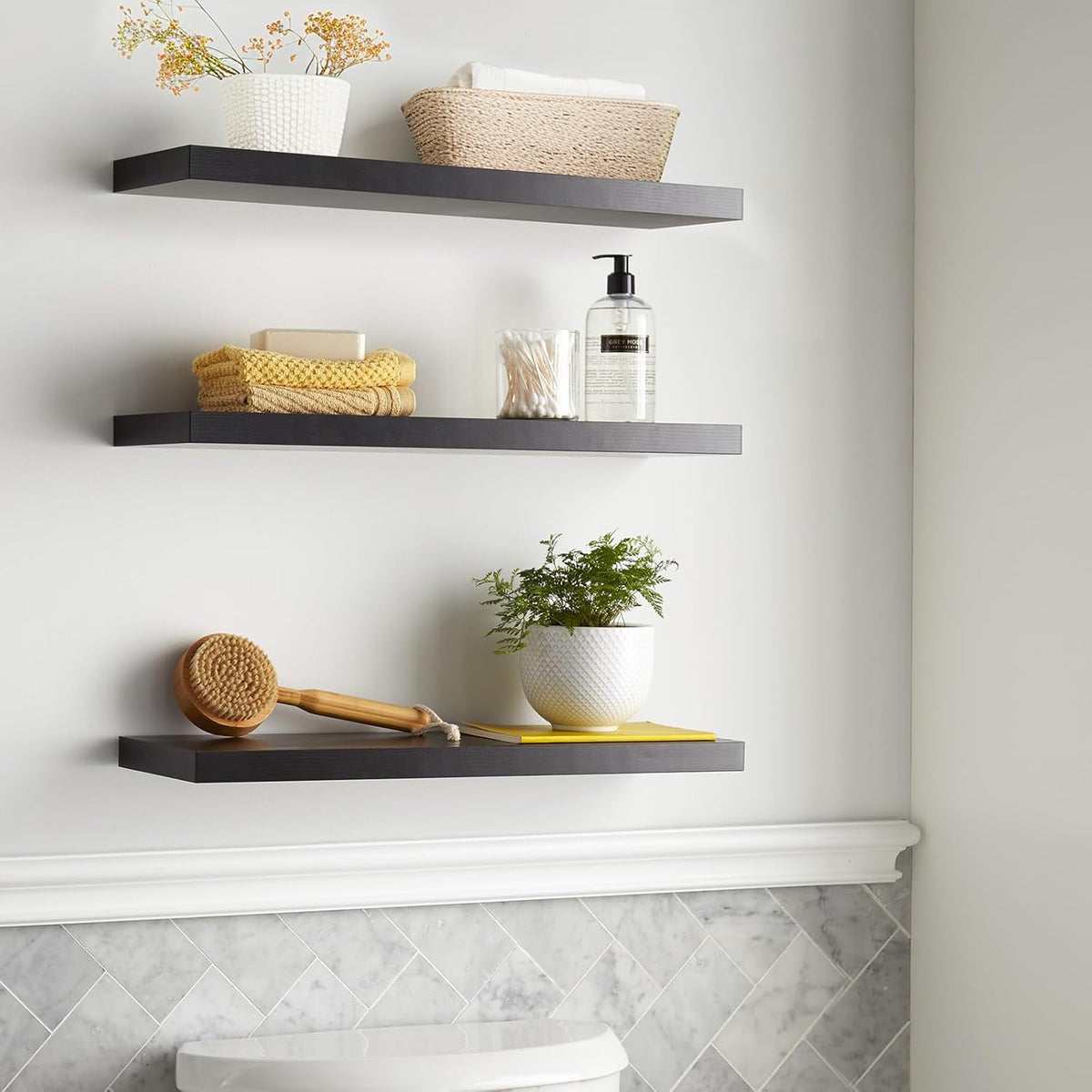 BAYKA | Floating Shelves | 22.5 inches | 3-Pack | Black