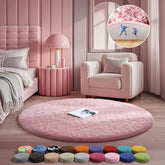 Ophanie Pink Round Rug for Bedroom Girls, Kids Fluffy Kawaii Fuzzy Furry Shag Area Rug, Cute Plush Soft Shaggy Bedside Circular Rugs 4Ft, Carpet for Teen Nursery Dorm Home Room Decor Aesthetic - aborderproducts