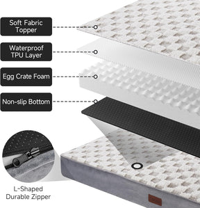 OhGeni | Dog Bed | Checkerboard Fabric | 41 Inches | Gray - aborderproducts