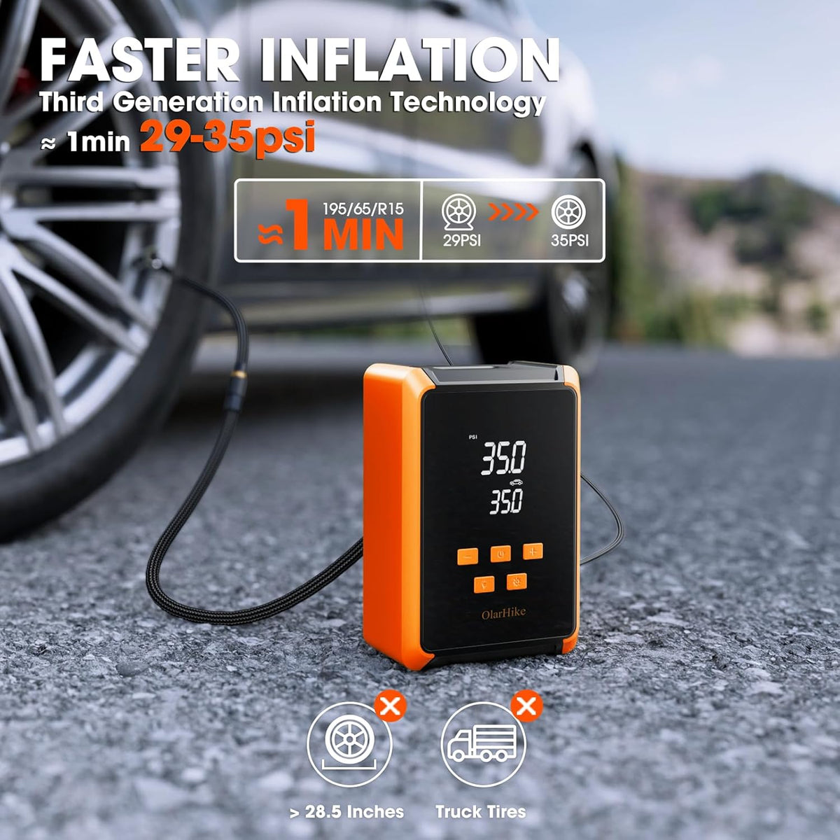 OlarHike | Electric Tire Inflator | Orange