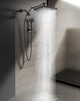 Wide Rain Shower Head with Handheld, High Pressure Handheld Shower Heads with Multi Spray Modes, Rainfall Combo with 15" Metal Extension Arm,Detachable Dual Shower, Extra Long 6 ft. Hose,Matte Black