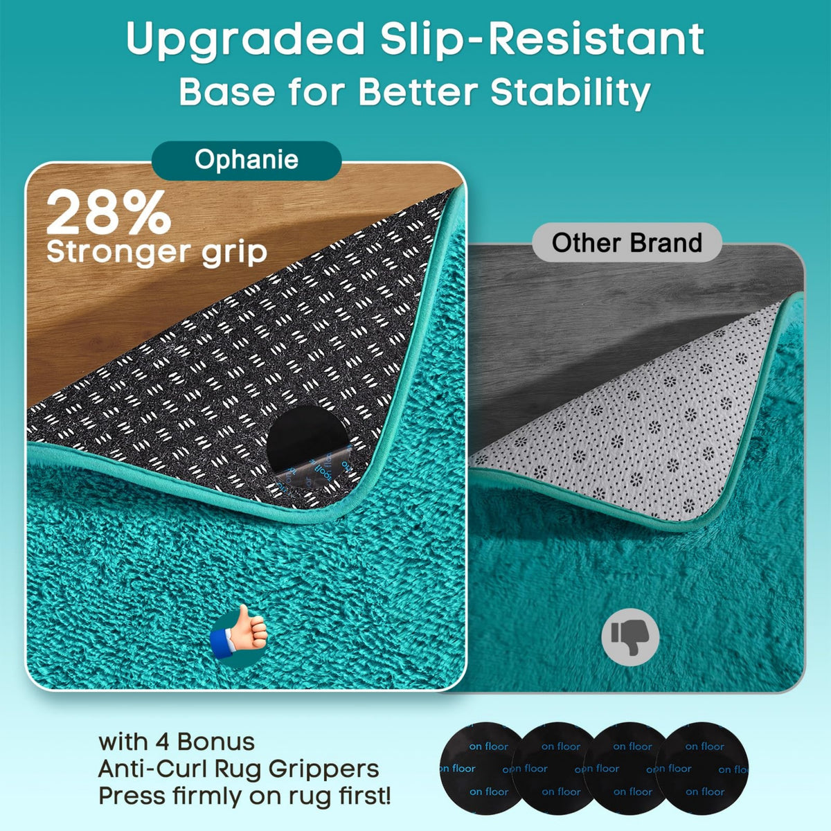 Ophanie 4x6 Area Rug Non Slip Plush Shag Bedroom Living Room Carpet Teal Soft Fluffy Floor Rug-5