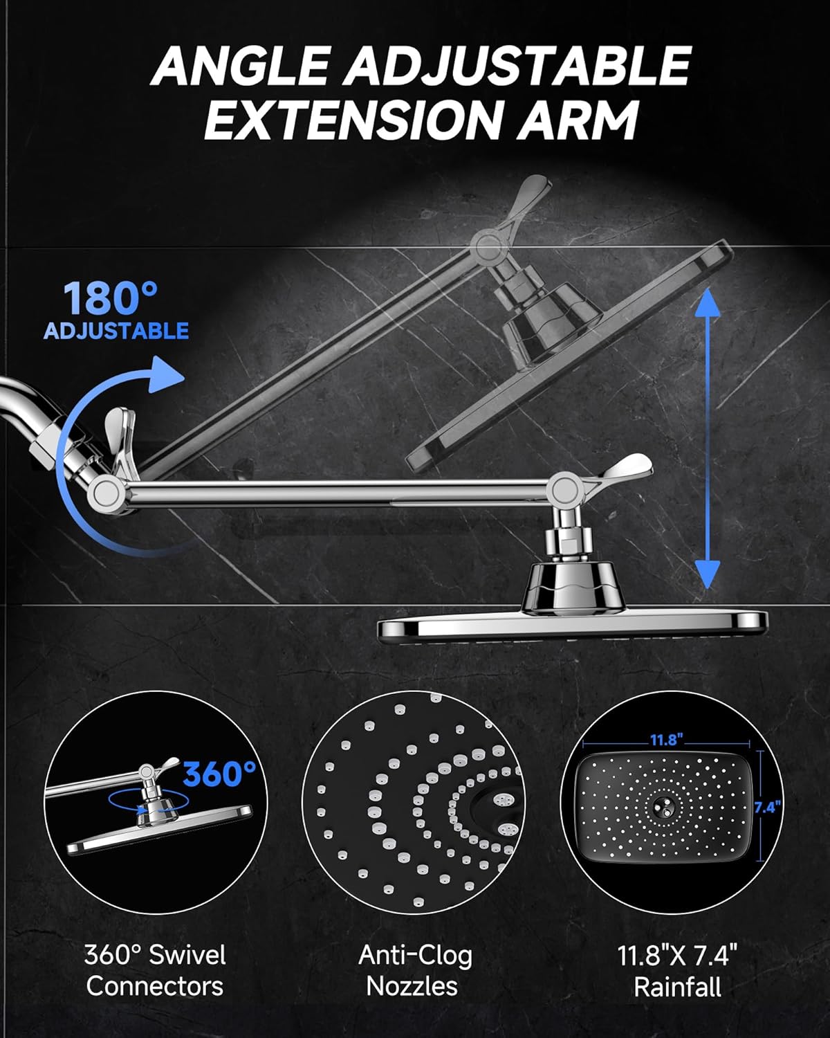 Veken | Rain Shower Head | Matte Black | 2.5gpm - aborderproducts