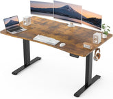 Veken 55 × 28 Inch Electric Standing Desk with Adjustable Height, Sit to Stand Computer Table for Study, Work or Gaming, Home Office Desk Brown - aborderproducts