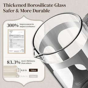 Veken French Press Coffee Maker 34oz 1 L, Heat Resistant Thickened Borosilicate Glass, No Plastic Touching Cafe, Stainless Steel Brewer, Cold Brew Cafetera Teapot for Kitchen Travel Camping, Silver - aborderproducts