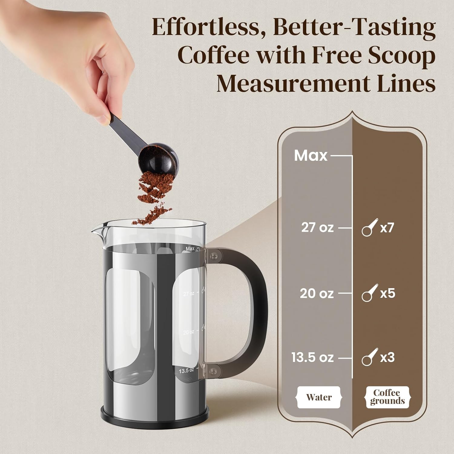 Veken French Press Coffee Maker 34oz 1 L, Heat Resistant Thickened Borosilicate Glass, No Plastic Touching Cafe, Stainless Steel Brewer, Cold Brew Cafetera Teapot for Kitchen Travel Camping, Silver - aborderproducts