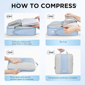 OlarHike | Compression Packing Cubes | 10 Sets | Light Blue