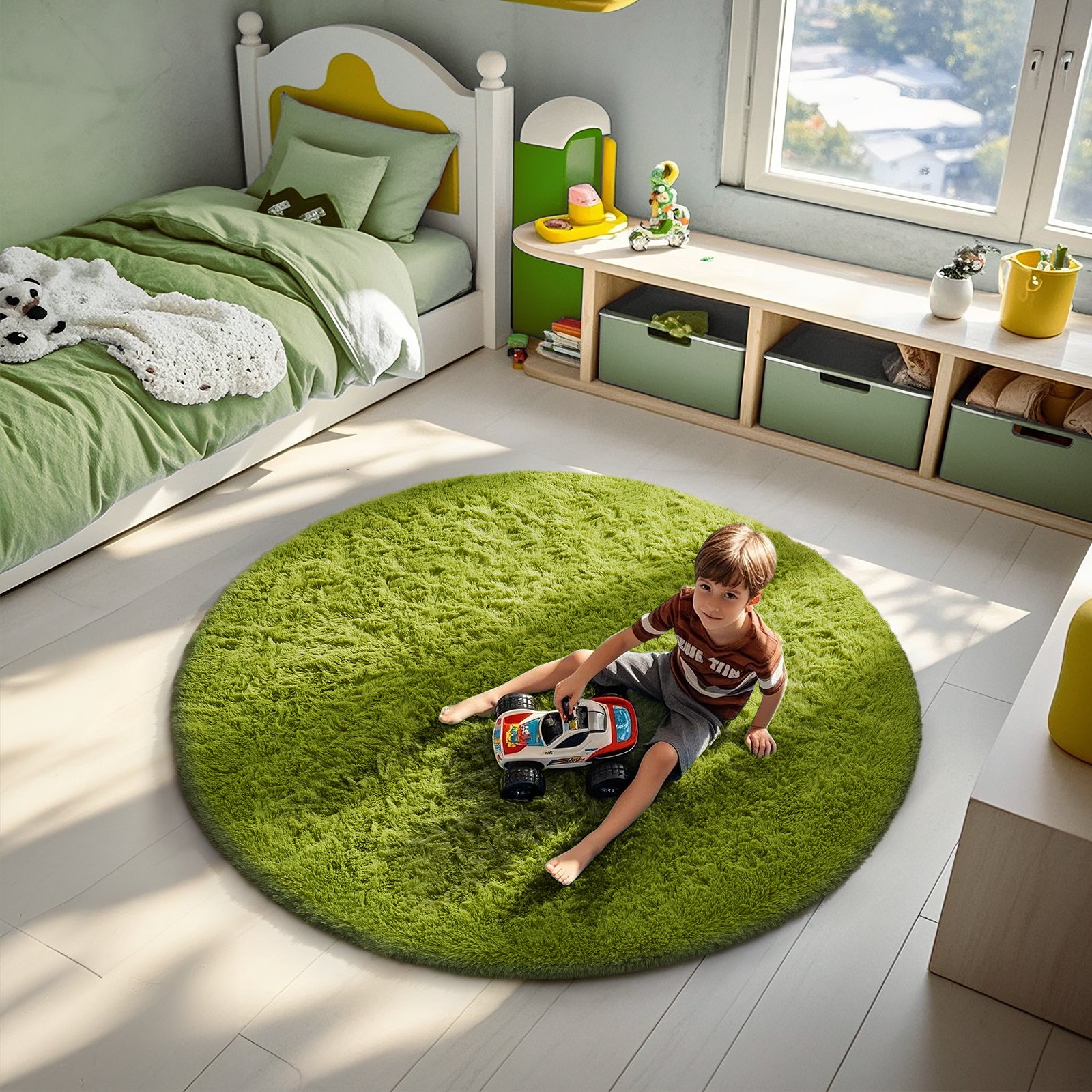 Ophanie | Round Rug | 5 Ft | Green - aborderproducts