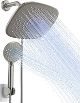 Veken 10 Inch Shower Head with Handheld, 2.5GPM High Pressure Showerhead Combo with 5 Handheld Water Spray Modes, Dual Shower Heads, Brushed Nickel - aborderproducts