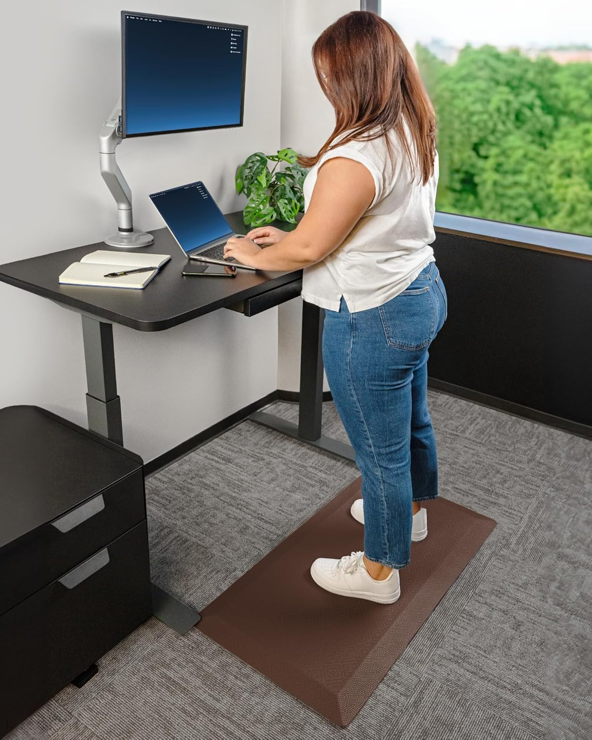 Ophanie | Anti Fatigue Cushioned Mat | 39"L x 20"W x 0.9"H | Brown - aborderproducts