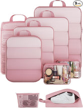 Veken 9 Set Compression Packing Cubes(Pink) - aborderproducts