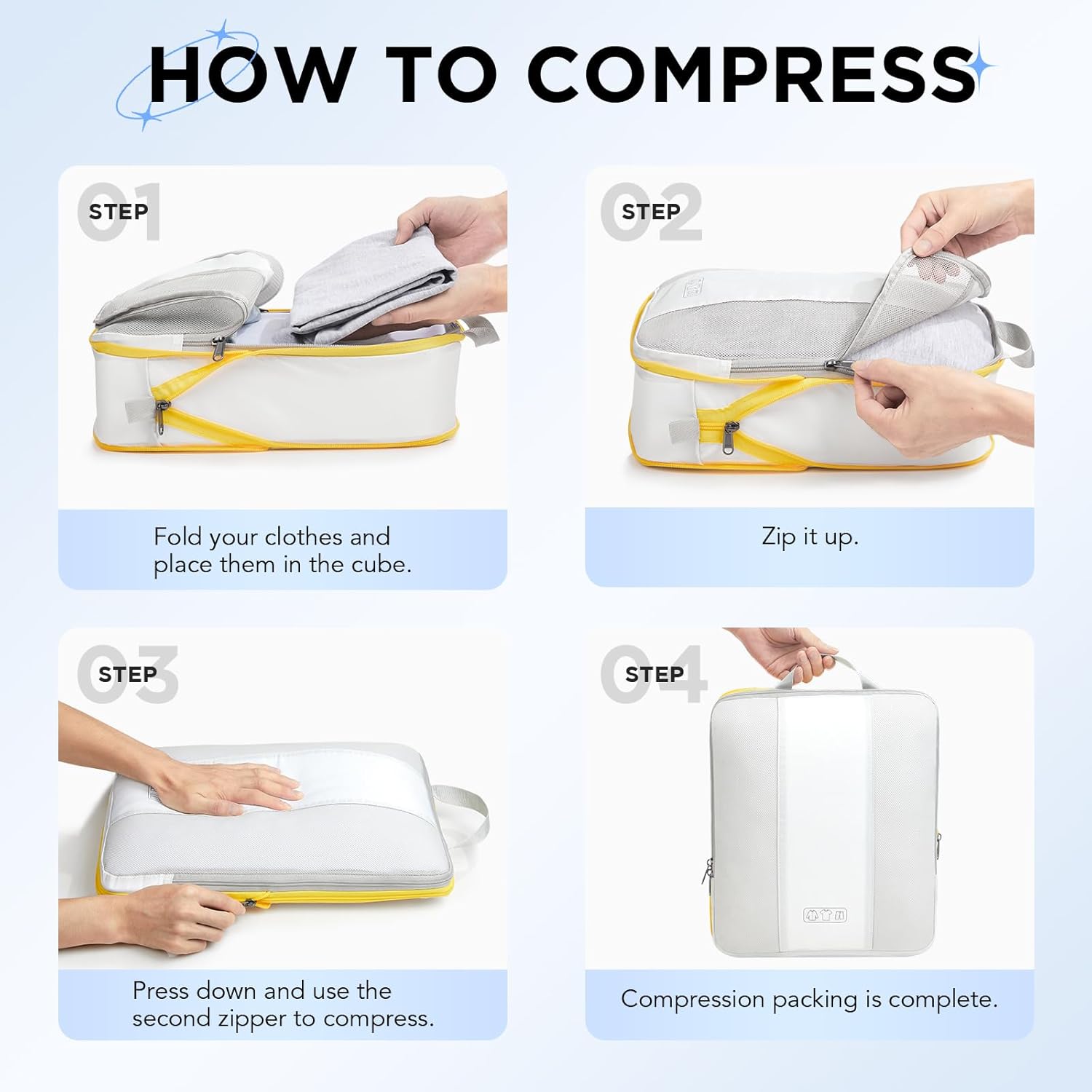 OlarHike | Compression Packing Cubes | 10 Sets | White