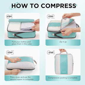 10 Set Compression Packing Cubes for Travel Essentials,Compressible Expandable Packing Cubes for Suitcase,OlarHike Luggage Organizer Bags for Travel,Handy Helper for Organizing Clothes(New Blue Green) - aborderproducts