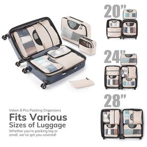 Packing Cubes | 8 Set | Cream | Veken - aborderproducts