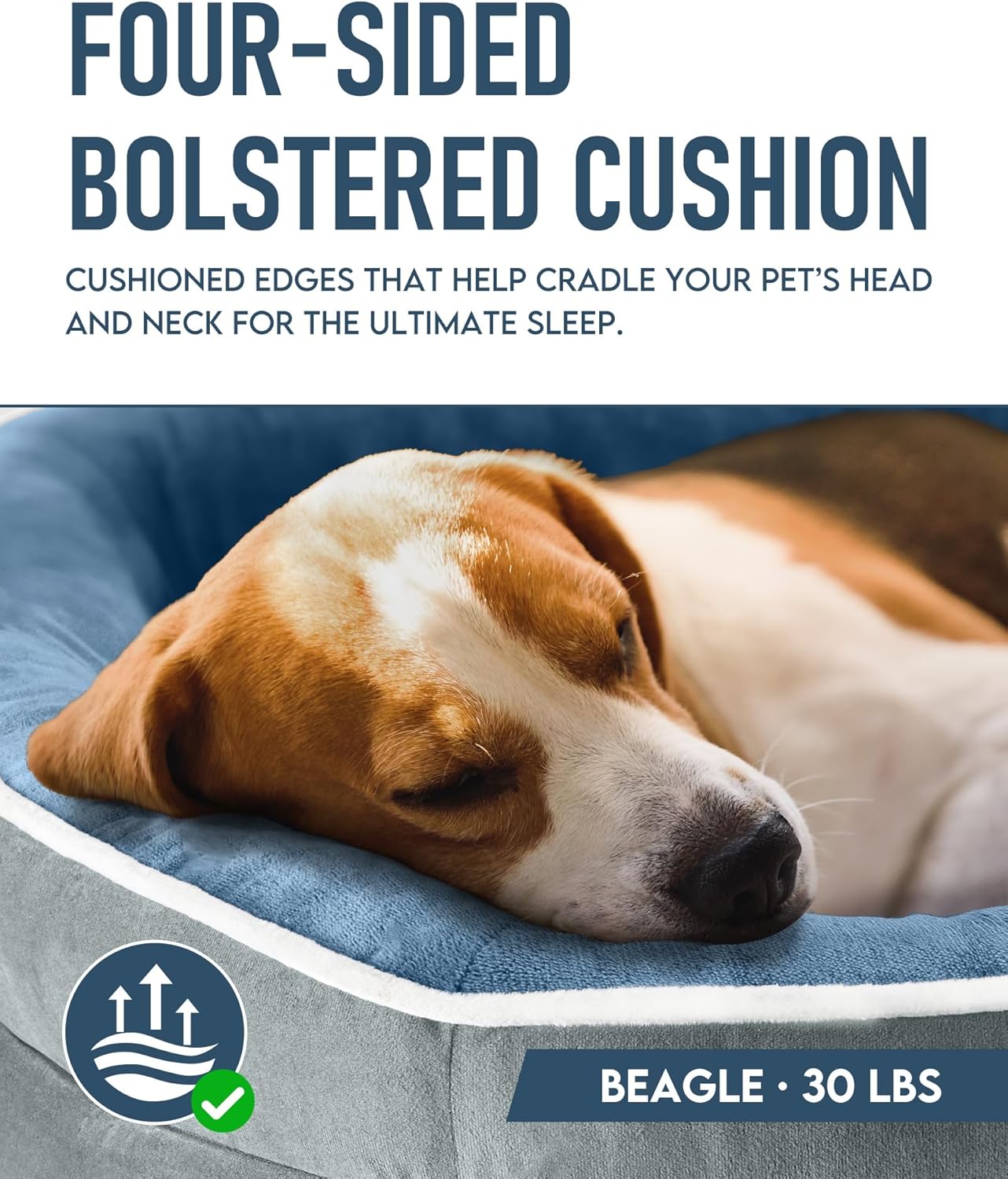 OhGeni | Orthopedic Dog Bed | Large (35 x 28 x 6 Inch) | Washed Blue - aborderproducts