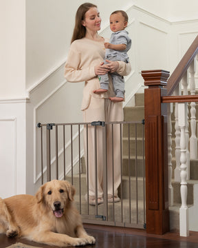 Baby Gate Extra Tall | 28.9” to 42.1” | Brown | InnoTruth - aborderproducts