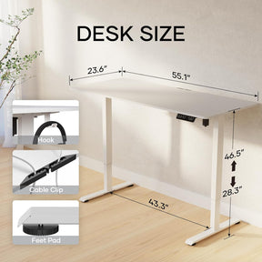 Veken | Electric Standing Desk | 55 Inch | White