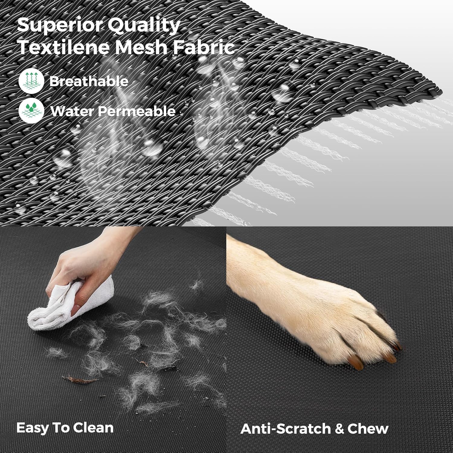 OhGeni | Elevated Dog Bed | 50 inches | XL | Black - aborderproducts