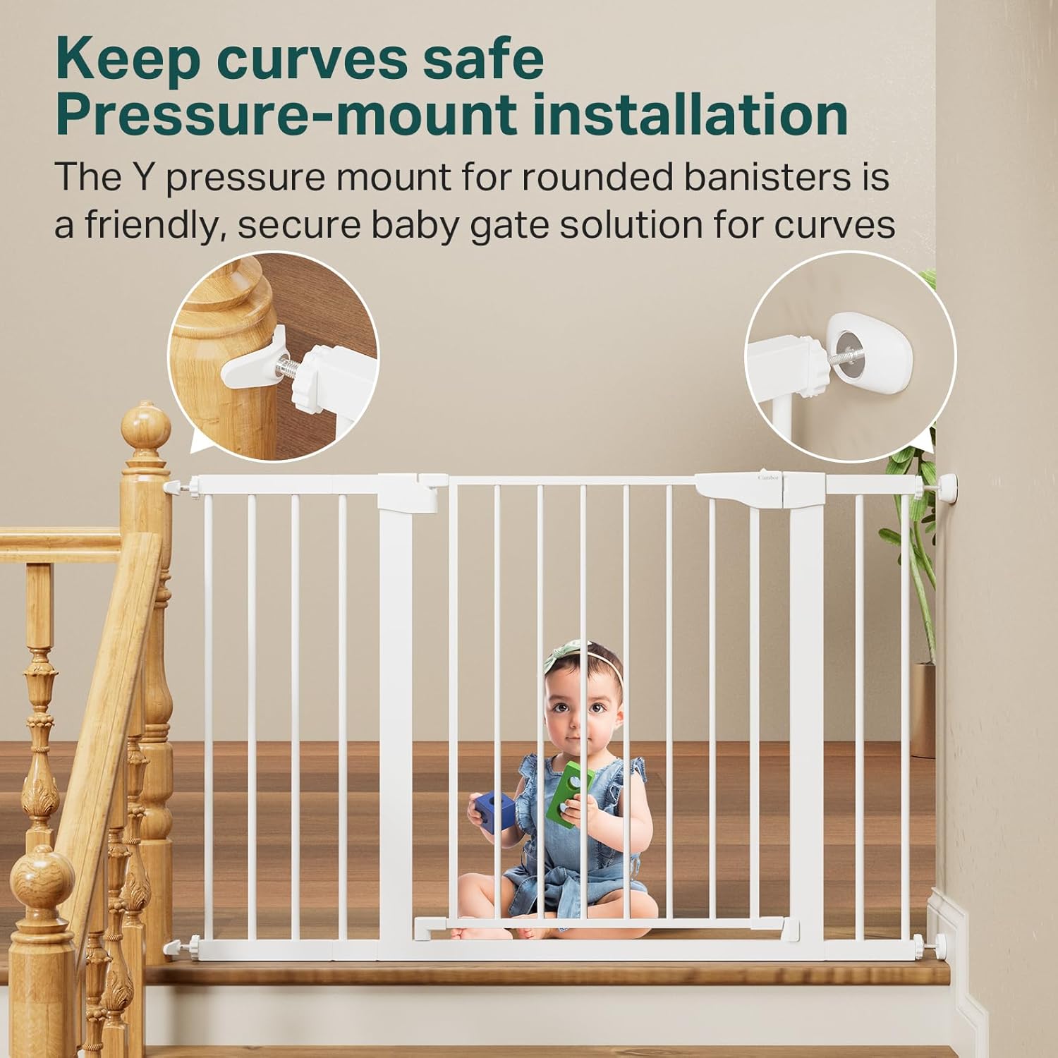 Cumbor | Safety Gate | 29.7-48"W x 30.5"H | White - aborderproducts