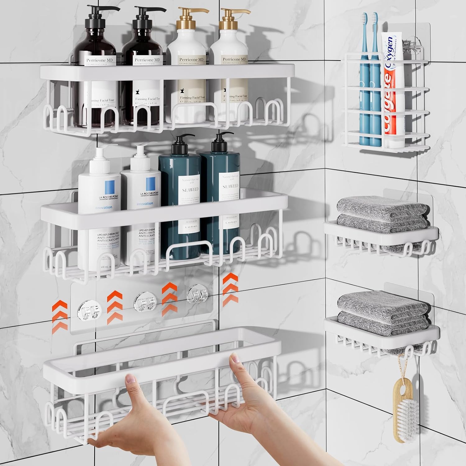 Shower Caddy |6-Pack |White | Veken - aborderproducts