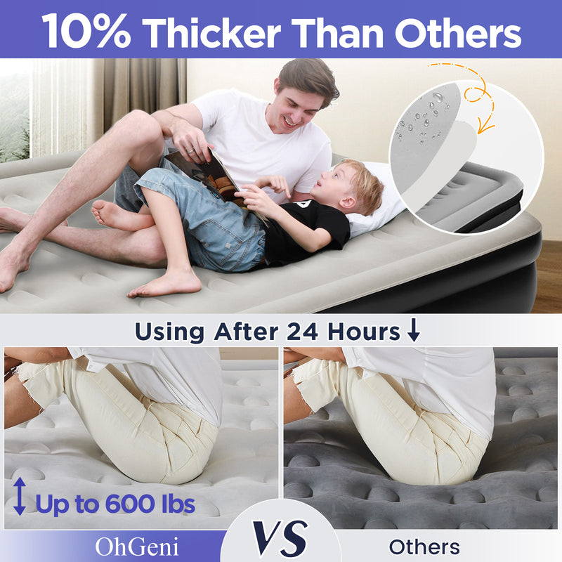 OhGeni | Air Mattress | 18 inch Height | Queen | Black-zoom-