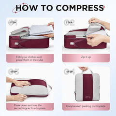 OlarHike | Compression Packing Cubes | 10 Sets | Burgundy - aborderproducts