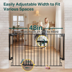 Cumbor | Safety Gate | No Bottom Bar | 28" x 31.6-48" | Black - aborderproducts