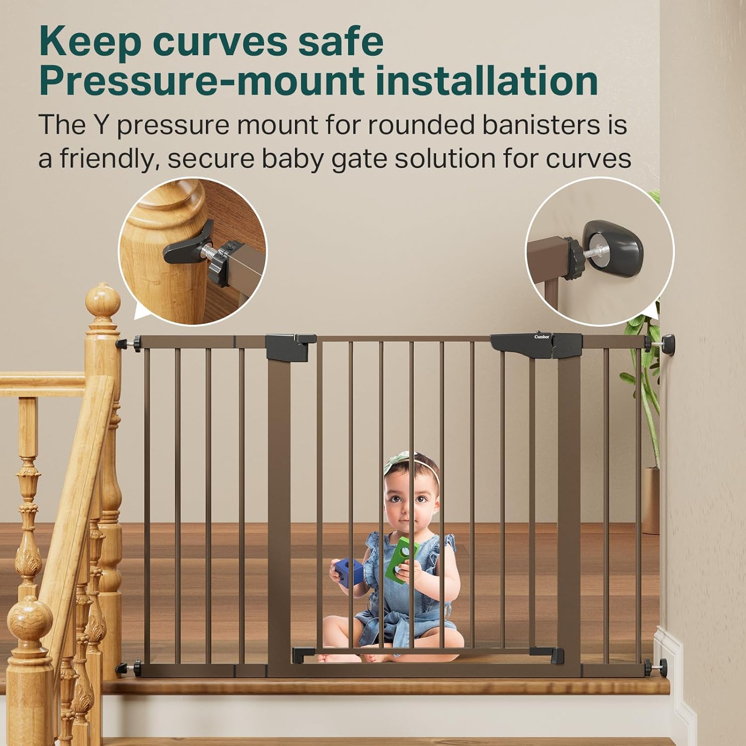 Cumbor | Safety Gate | 29.7-48"W x 30.5"H | Brown - aborderproducts