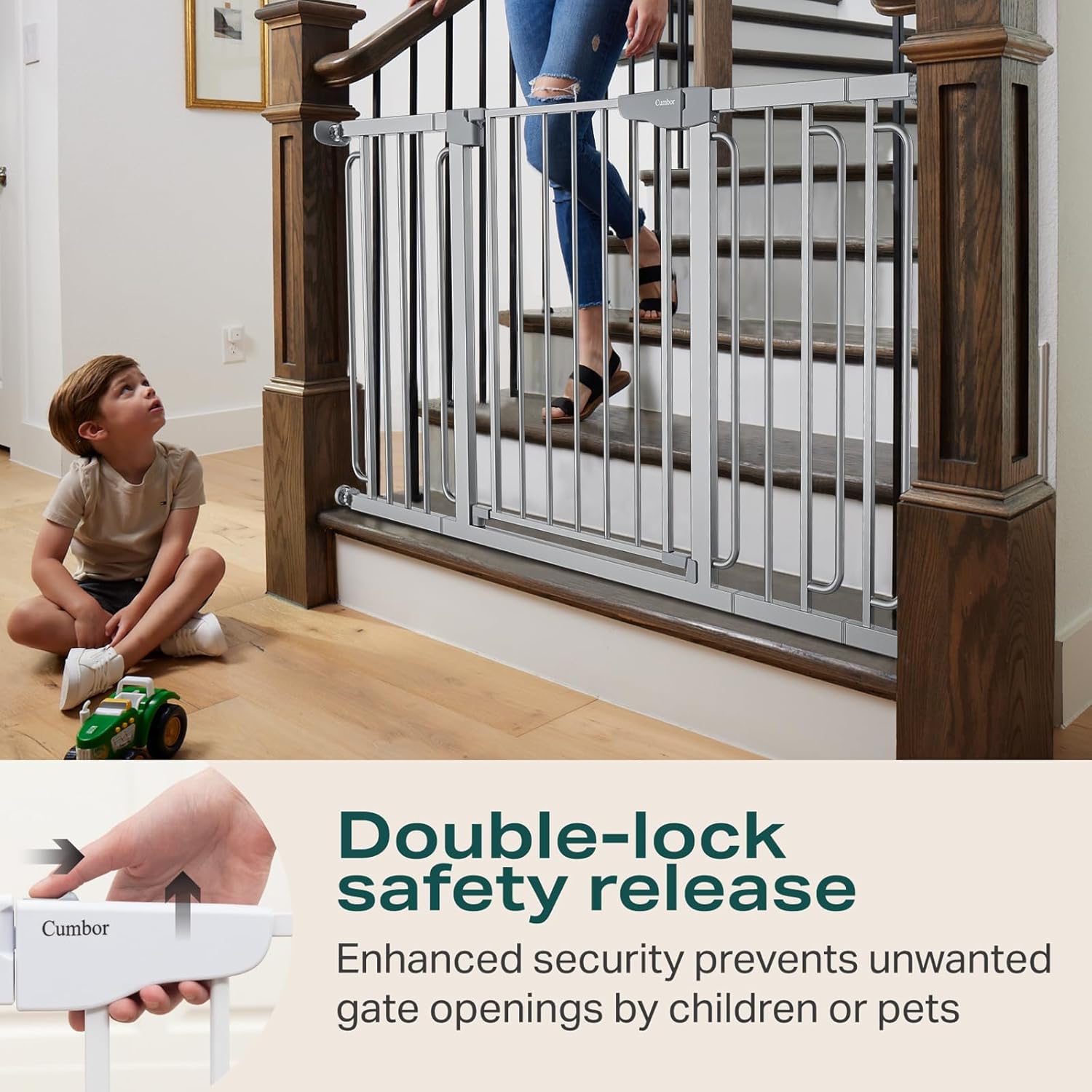 Cumbor | Baby Gate | 29.7-57" | Silver