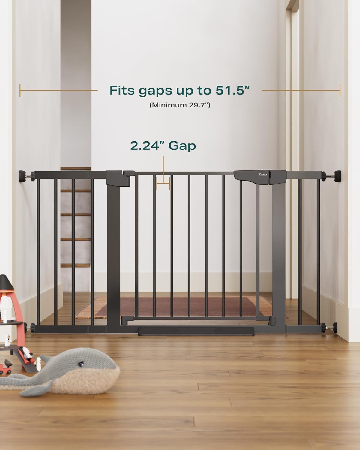 Cumbor | 2 Pack | 29.7"-51.5" | Baby Gate Extra Wide| Black