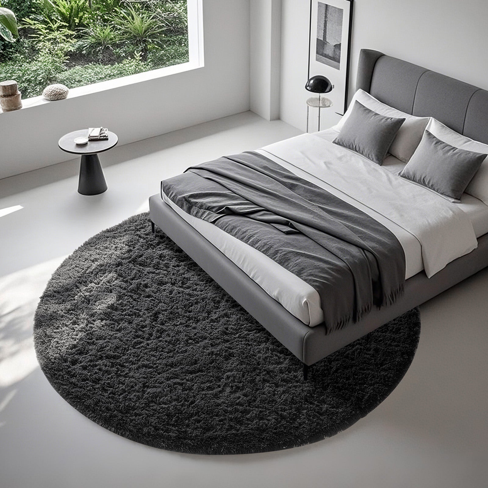 Ophanie | Round Rug | 7 Ft | Black - aborderproducts