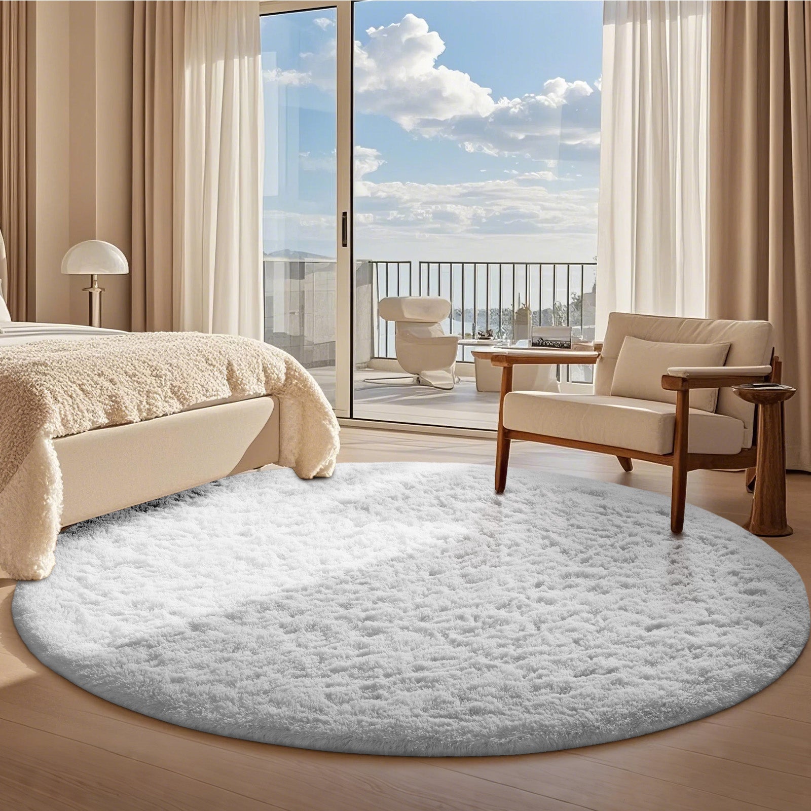 Ophanie | Round Rug | 8 Ft | White - aborderproducts