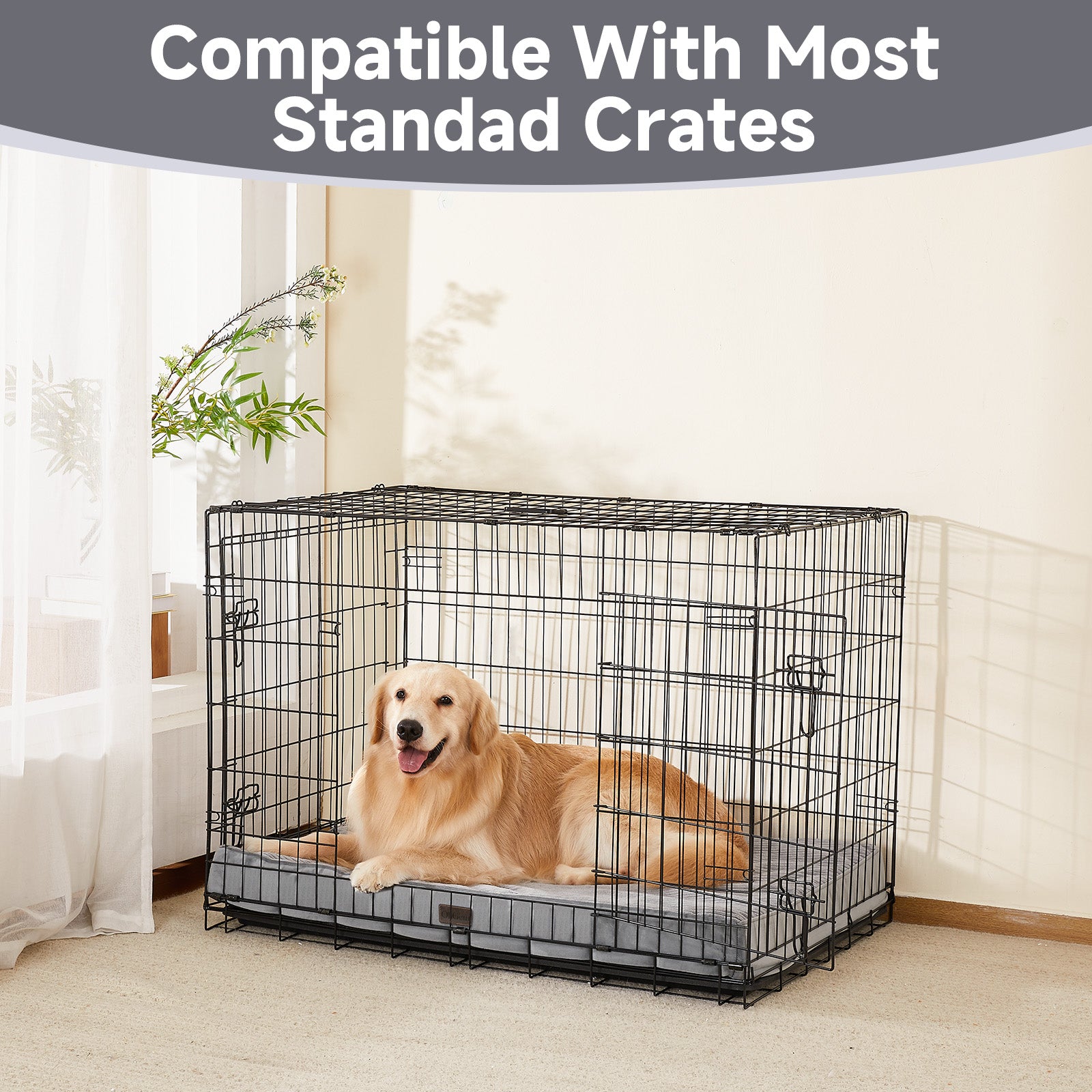 OhGeni | Flat Dog Bed | 41" | Gray - aborderproducts