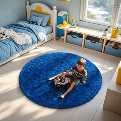 Ophanie | Round Rug | 5 Ft | Blue - aborderproducts