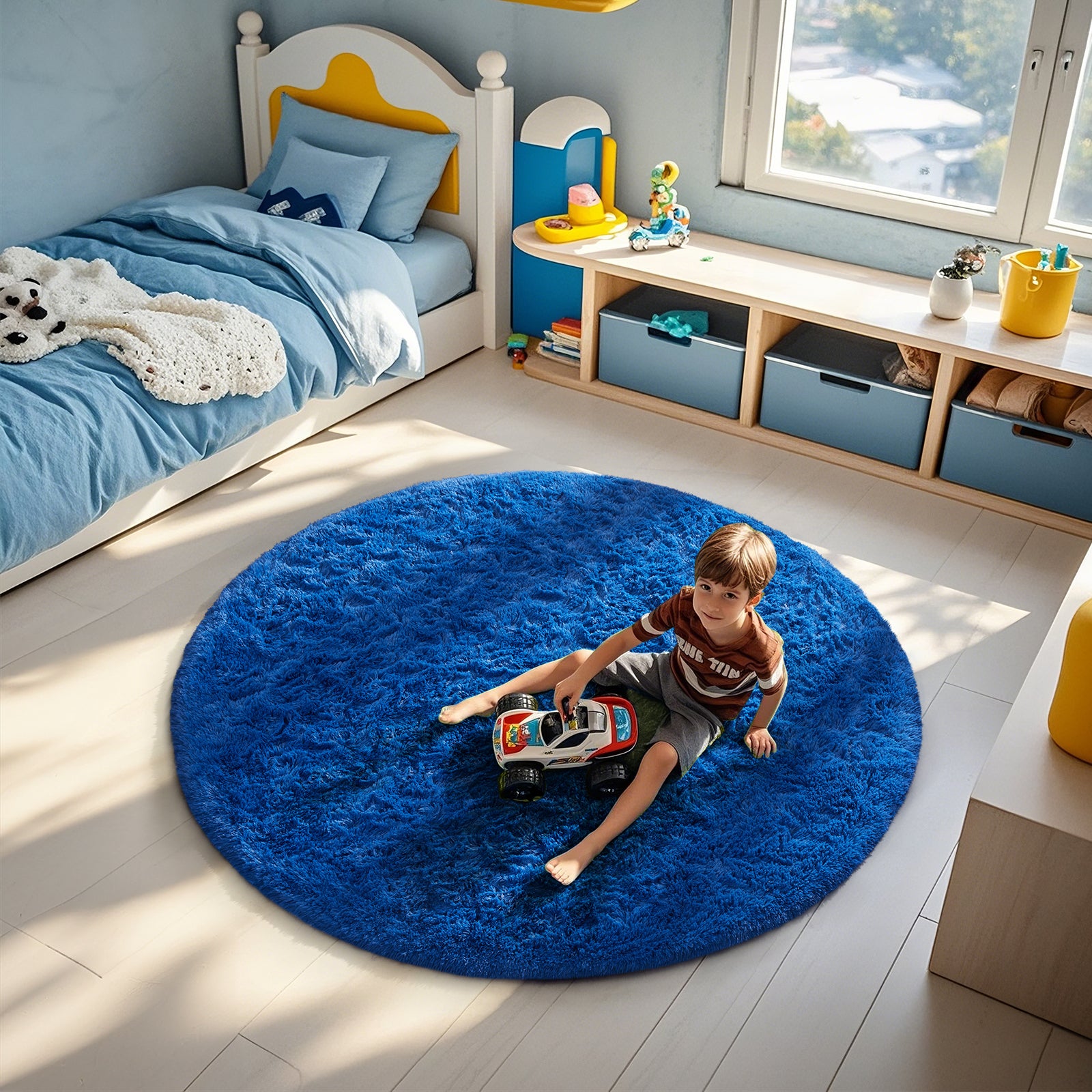 Ophanie | Round Rug | 5 Ft | Blue - aborderproducts
