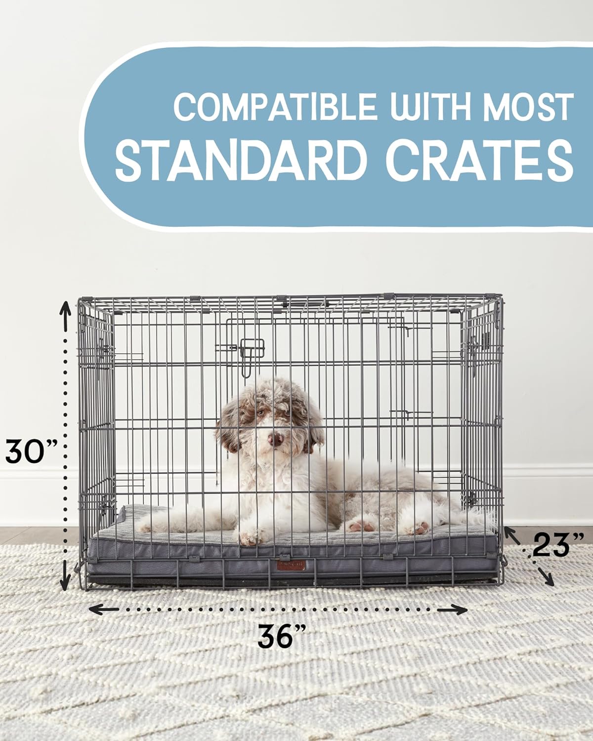 Dog Bed with Egg Crate Foam| Large (35 x 22 x 3.5 Inch)|Gray|OhGeni - aborderproducts