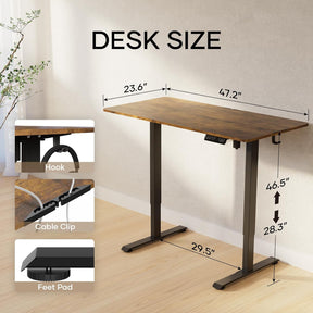 Veken | Electric Standing Desk | 48 Inch | Brown