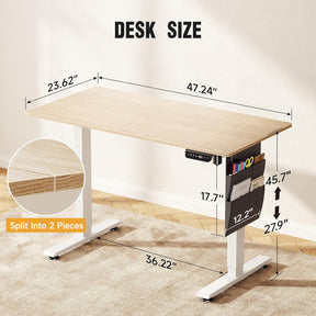 Veken | Standing Desk with Side Storage Pocket | 47.2 Inch | Maple