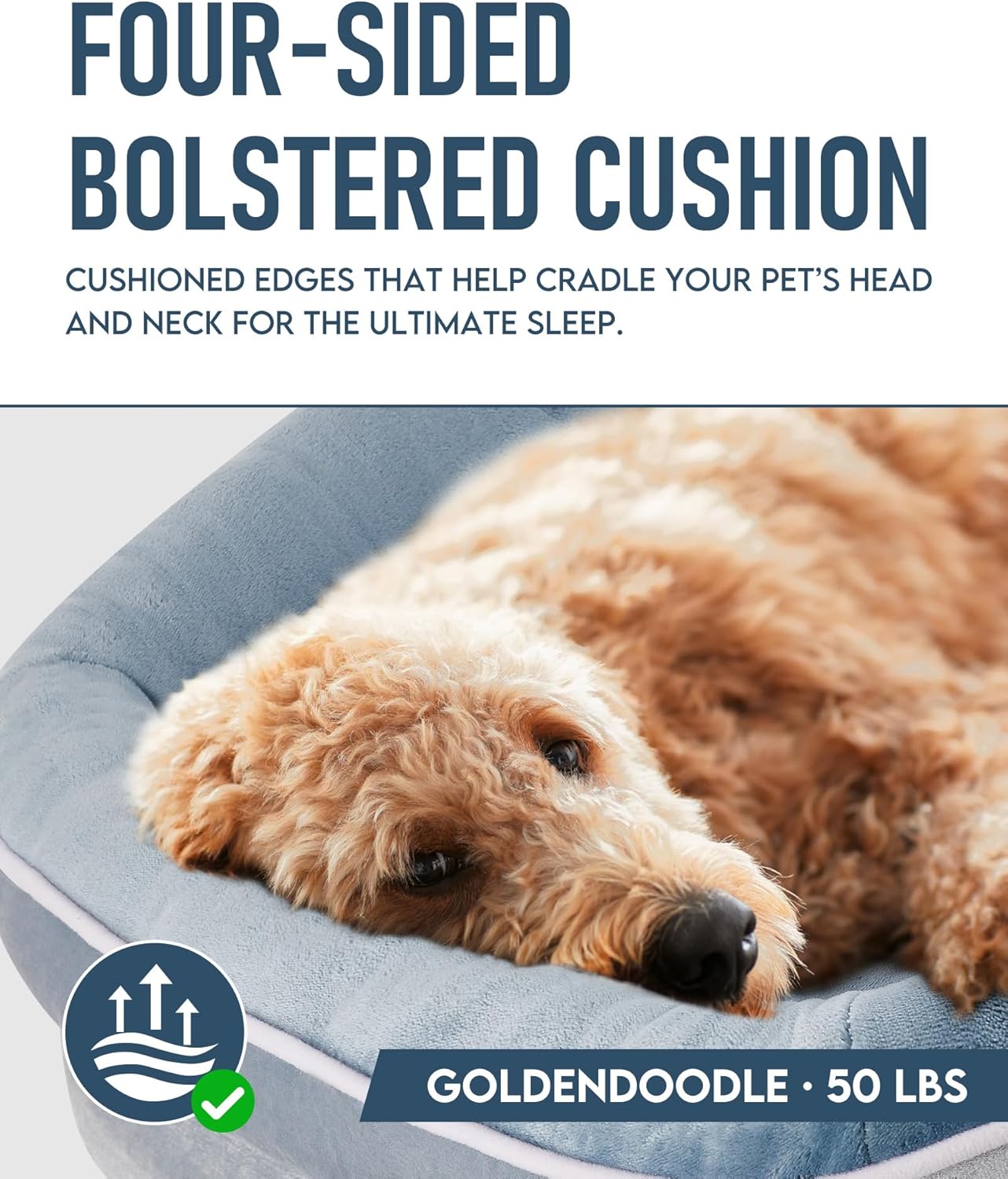 OhGeni | Orthopedic Dog Bed | X-Large (42 x 31 x 7 Inch) | Washed Blue - aborderproducts