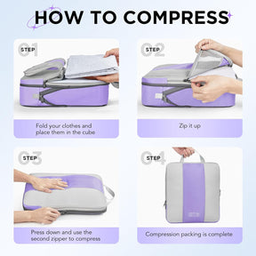 OlarHike | Compression Packing Cubes | 10 Sets | Light Purple