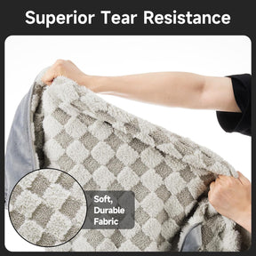 OhGeni | Dog Bed | Checkerboard Fabric | 41 Inches | Gray - aborderproducts