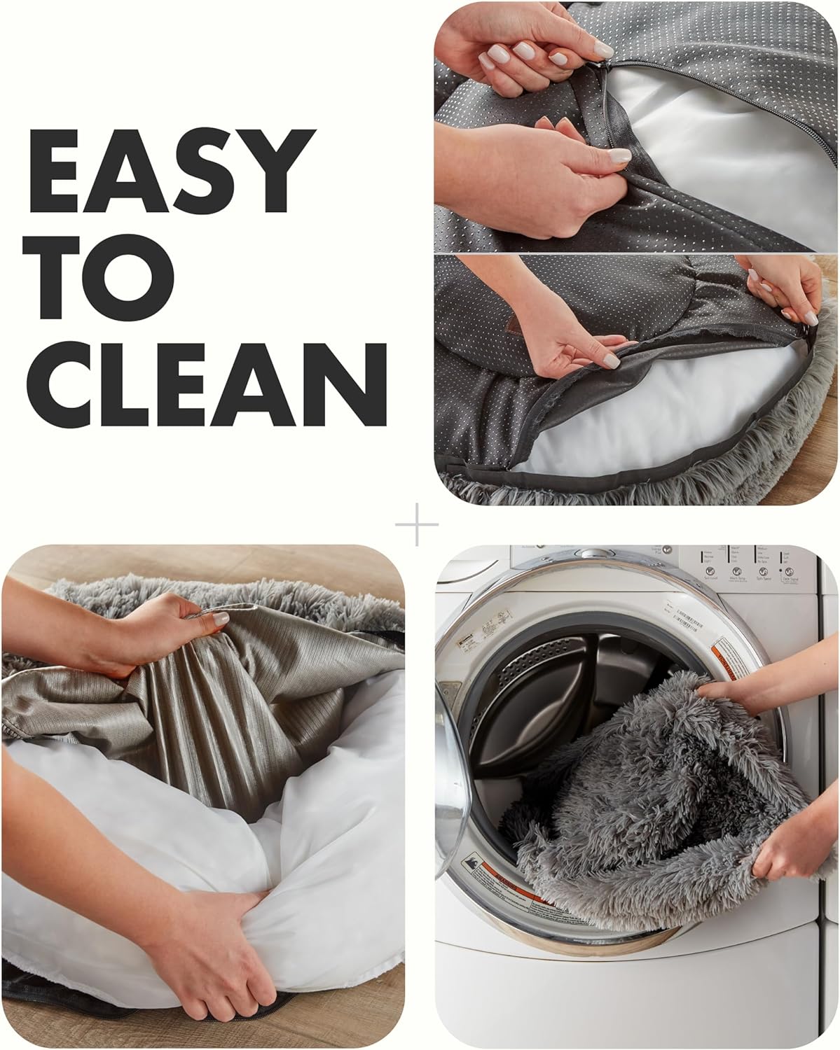 Calming Donut Bed for Dogs and Cats| Large (30 x 30 x 7 Inch)|Dark Gray|OhGeni - aborderproducts